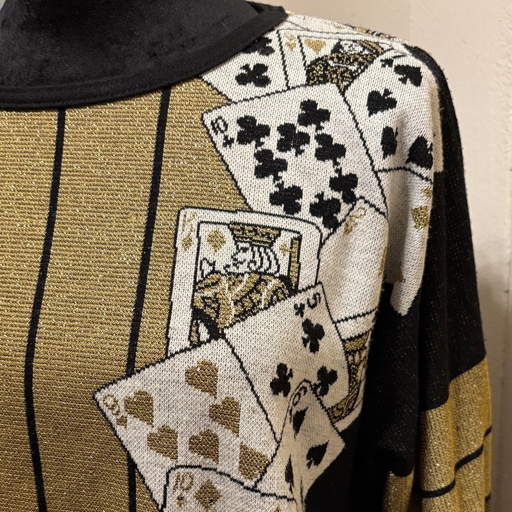 Vintage Novelty Playing Cards Sweater - Med - Picture 4 of 13